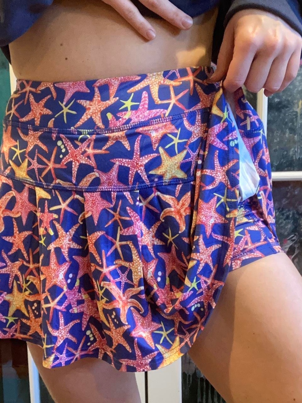 Gottex Blue Starfish-Print Skort with Pink & Yellow Accents